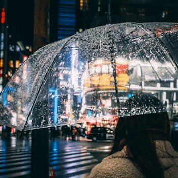 Rainy street scene in Manchester