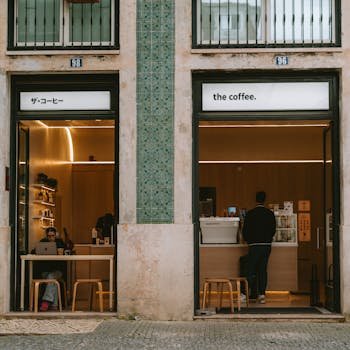 Interior of a cashier-less coffee shop